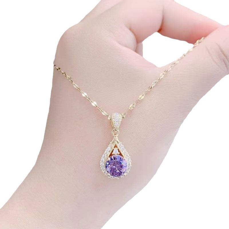 Top selling Water Drop Titanium Steel Violet Pendant (10 pieces)