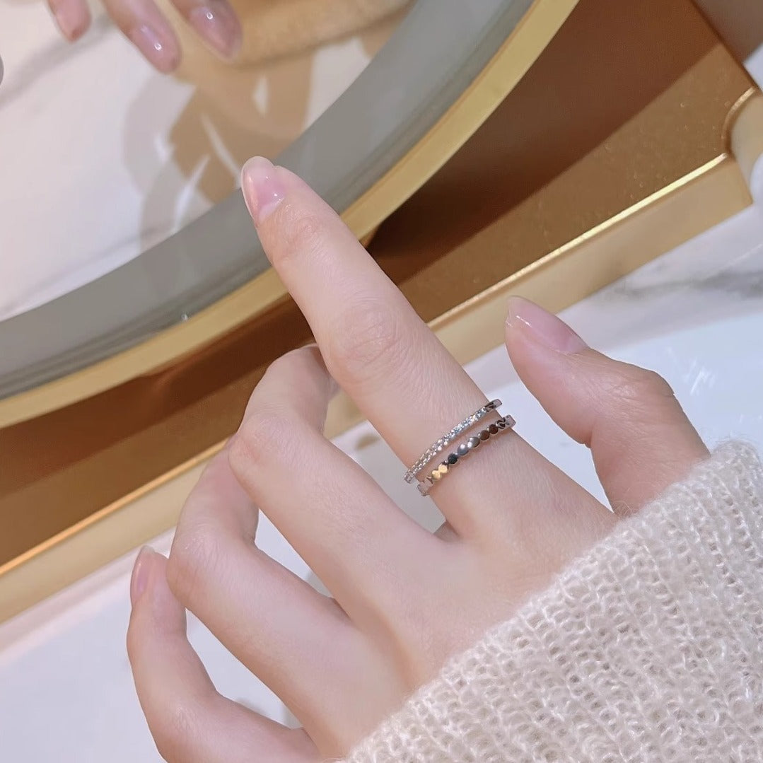 Simple double-layer open ring zircon honeycomb fashion (10 pieces)