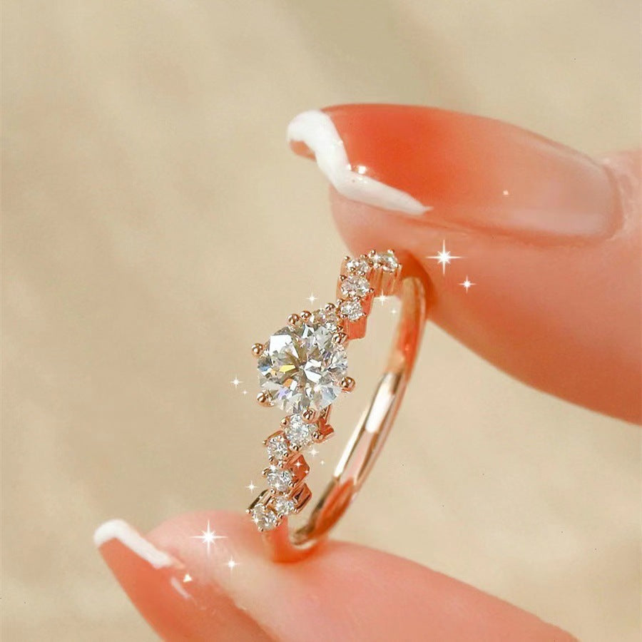 Star Wish Light Luxury Exquisite Versatile Ultra Sparkling Zircon Ring (10 pieces)