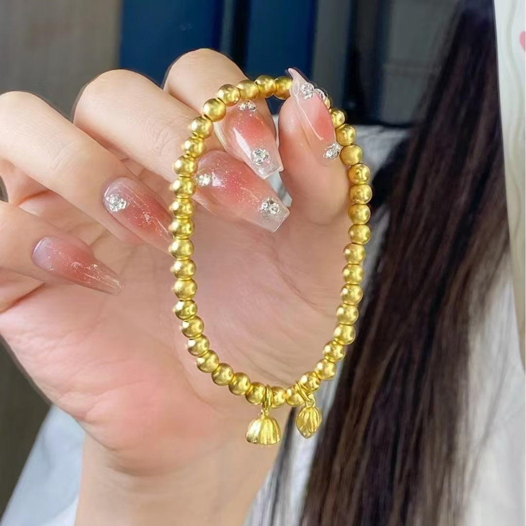 Two Generations of Huanlian Pong Imitation Gold Bead Bracelet Inherited from Ancient Law (10 pieces)