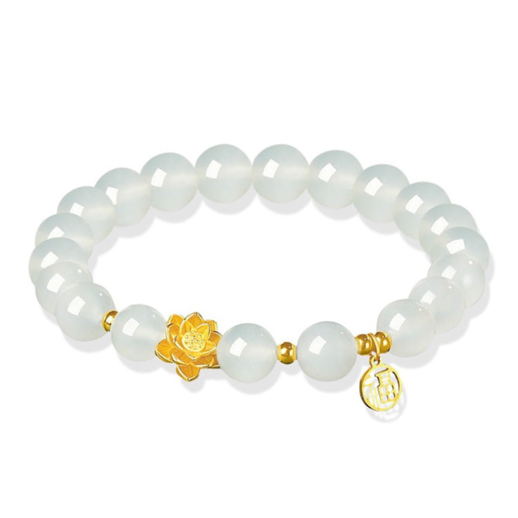 Ping An Lock Bracelet Women's Ruyi Transport Bead Imitation Crystal Jade Marrow Bracelet (10 pieces)