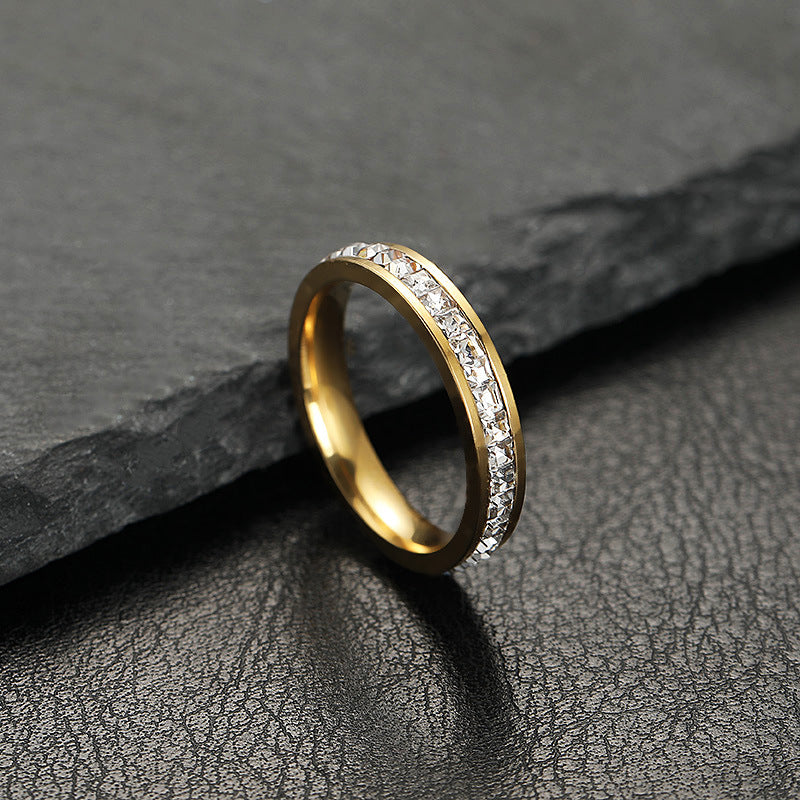 Starry Sky Square Zircon Titanium Steel Ring (10 pieces)