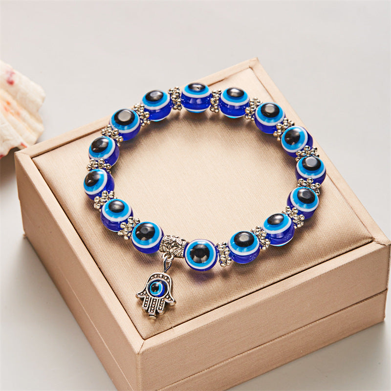 10mm Adjustable Fashion Evil Eye Beaded Bracelet (10 pieces)