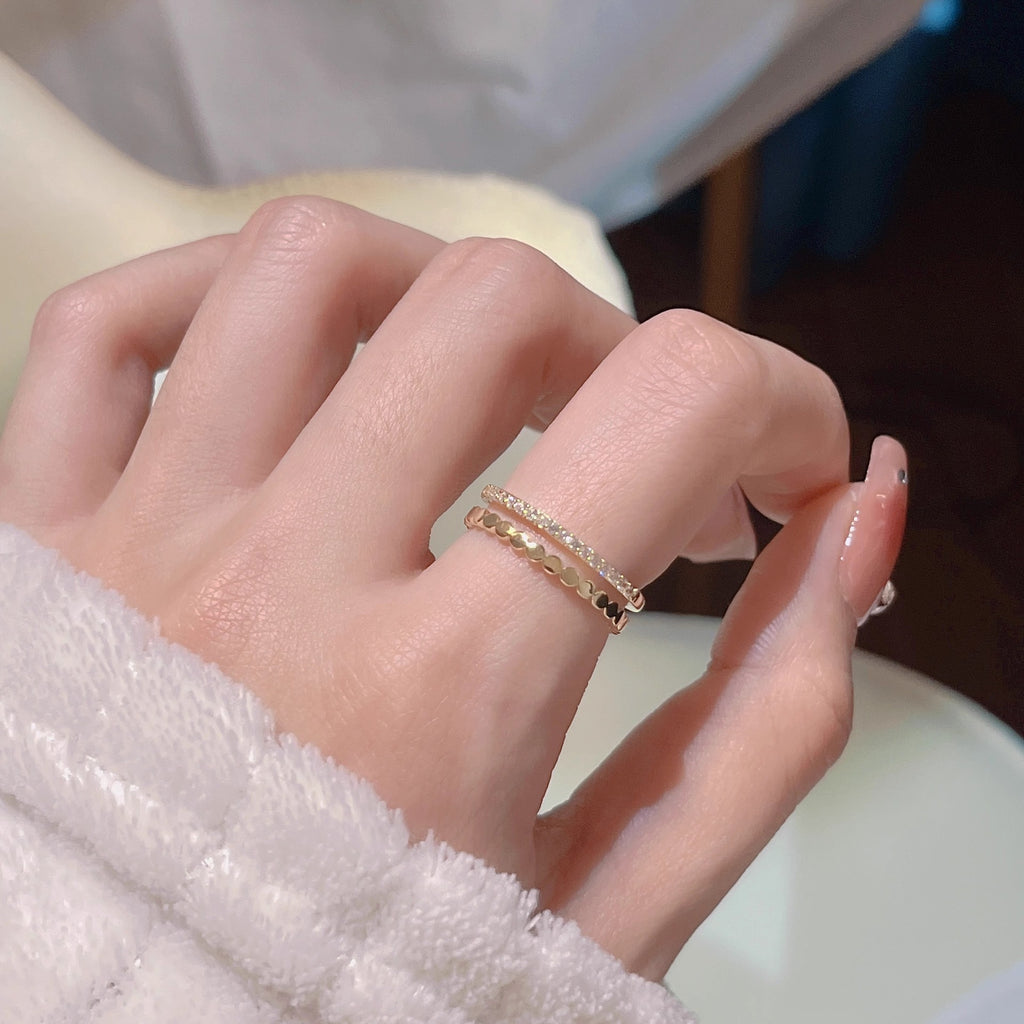 Simple double-layer open ring zircon honeycomb fashion (10 pieces)