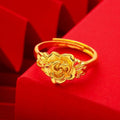 Women's gold rose ring with fashionable and versatile opening adjustment (10 pieces)