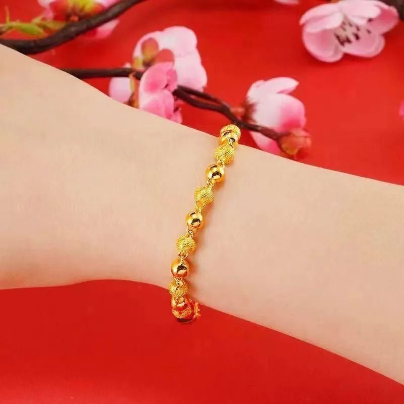 Sand smooth round bead bracelet with sand gold color, strong color retention and wear resistance (10 pieces)