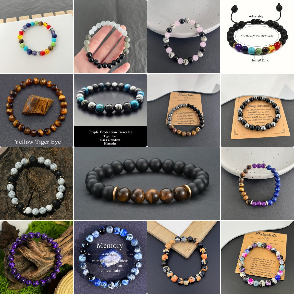 Natural stone bracelet for men and women with a sense of luxury (10 pieces)