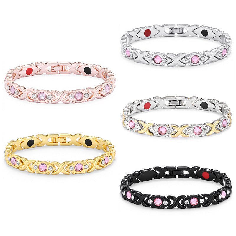 Hot selling fashion detachable magnet studded diamond magnetic men's and women's bracelets (10 pieces)
