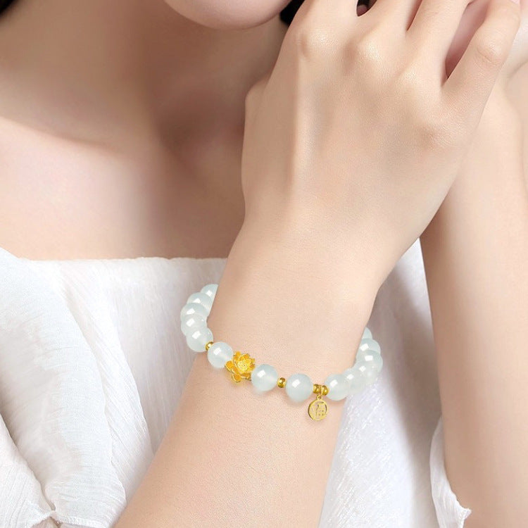 Ping An Lock Bracelet Women's Ruyi Transport Bead Imitation Crystal Jade Marrow Bracelet (10 pieces)