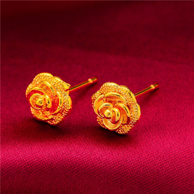 Sand gold flower earrings are fashionable, versatile, fresh and simple (10 pieces)