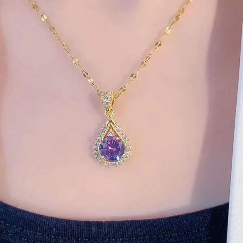 Top selling Water Drop Titanium Steel Violet Pendant (10 pieces)