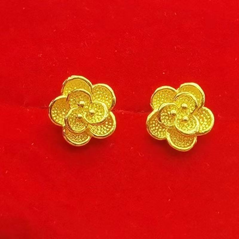 Sand gold flower earrings are fashionable, versatile, fresh and simple (10 pieces)