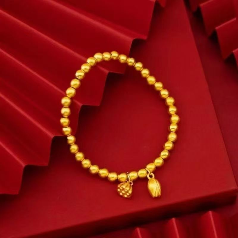 Two Generations of Huanlian Pong Imitation Gold Bead Bracelet Inherited from Ancient Law (10 pieces)