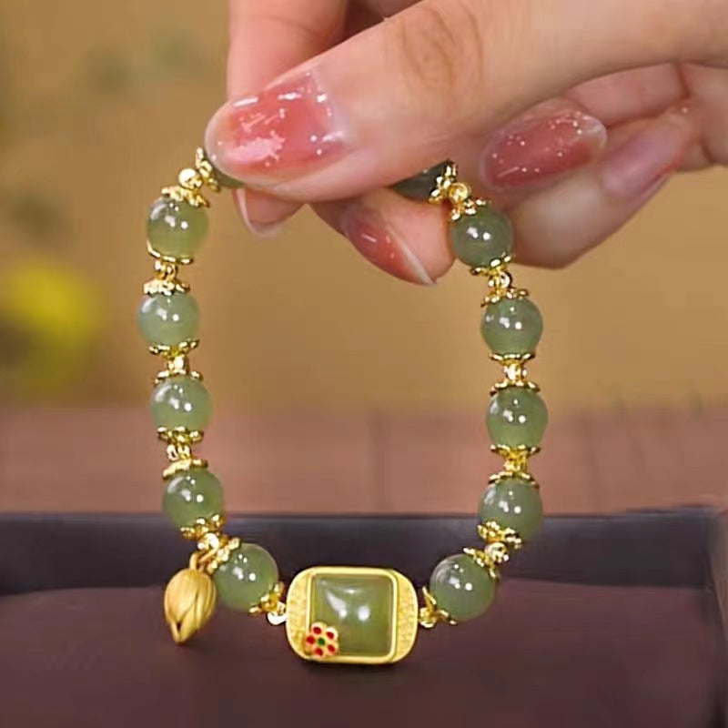 New Chinese style sugar lotus bead bracelet with light luxury and niche design for women (10 pieces)