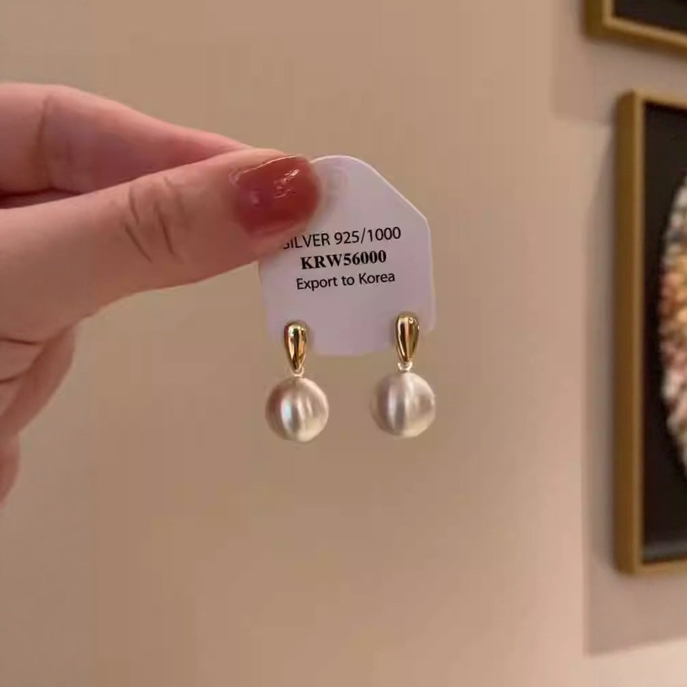 Explosive light luxury temperament metal copper ball brushed earrings (10 pieces)