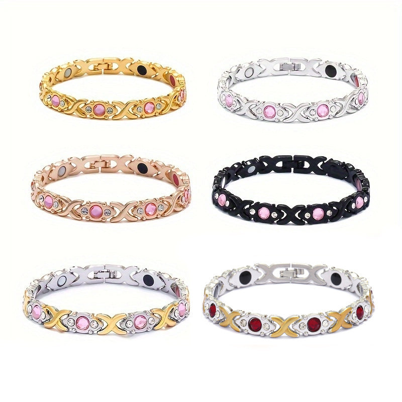 Hot selling fashion detachable magnet studded diamond magnetic men's and women's bracelets (10 pieces)