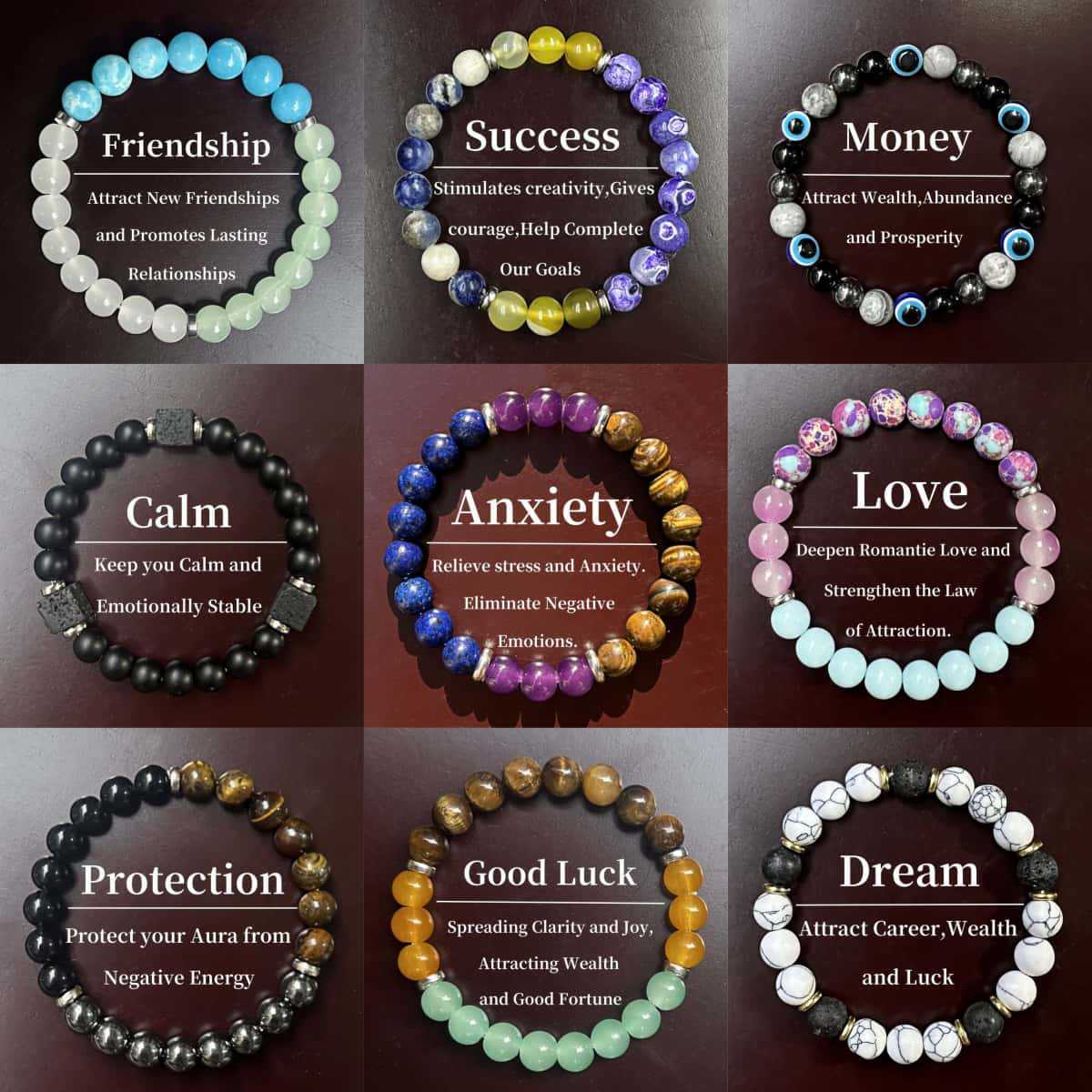 Natural stone bracelet for men and women with high-end feel (10 pieces)