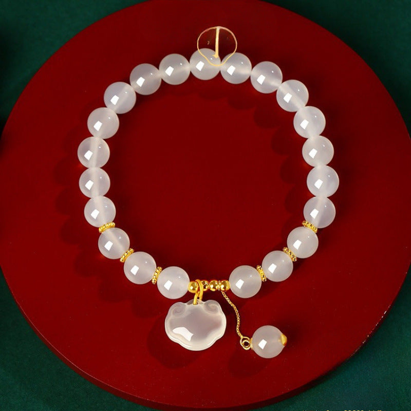 Ping An Lock Bracelet Women's Ruyi Transport Bead Imitation Crystal Jade Marrow Bracelet (10 pieces)