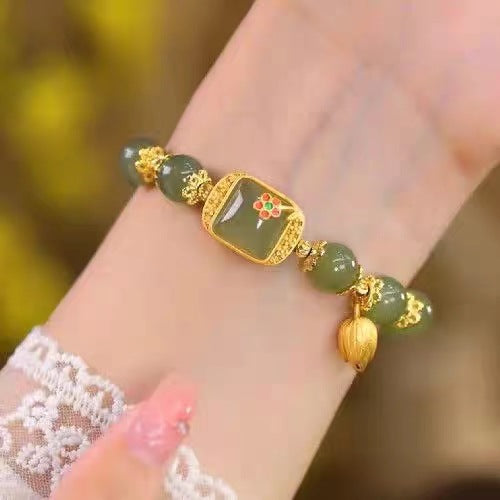 New Chinese style sugar lotus bead bracelet with light luxury and niche design for women (10 pieces)