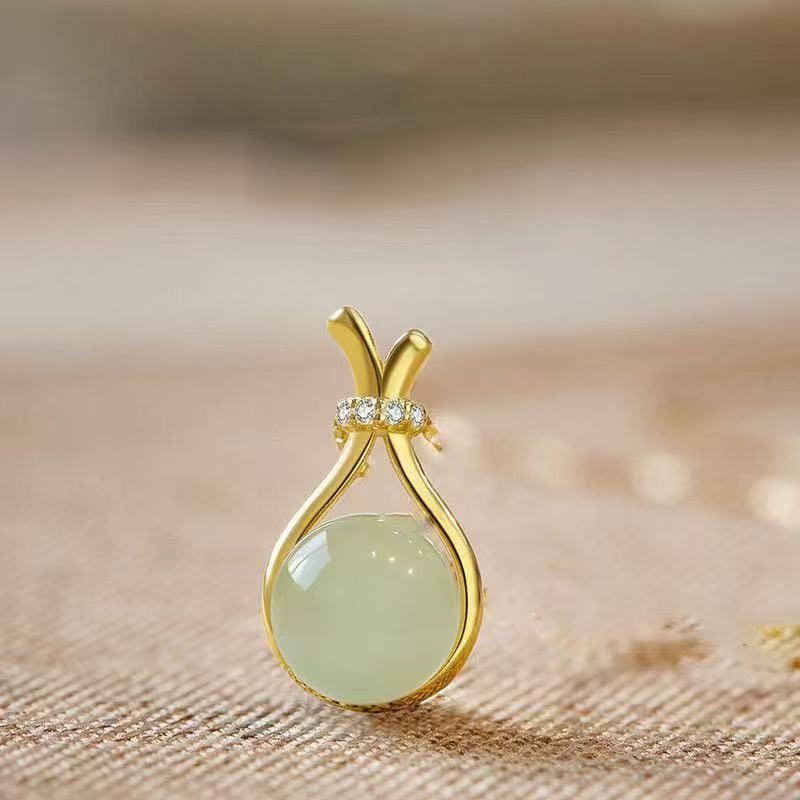 New luxurious style Hotan Jade like blessing bag pendant necklace for women (10 pieces)