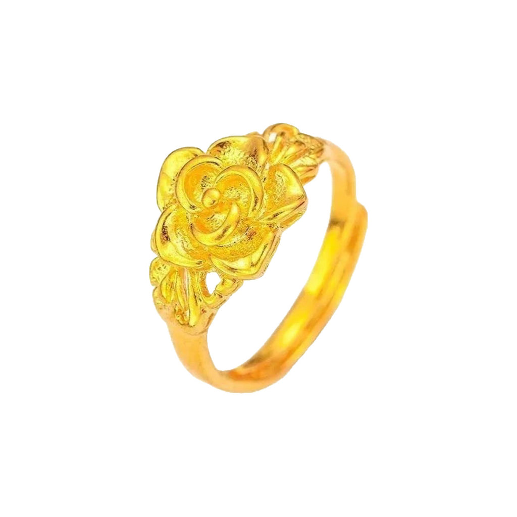 Women's gold rose ring with fashionable and versatile opening adjustment (10 pieces)