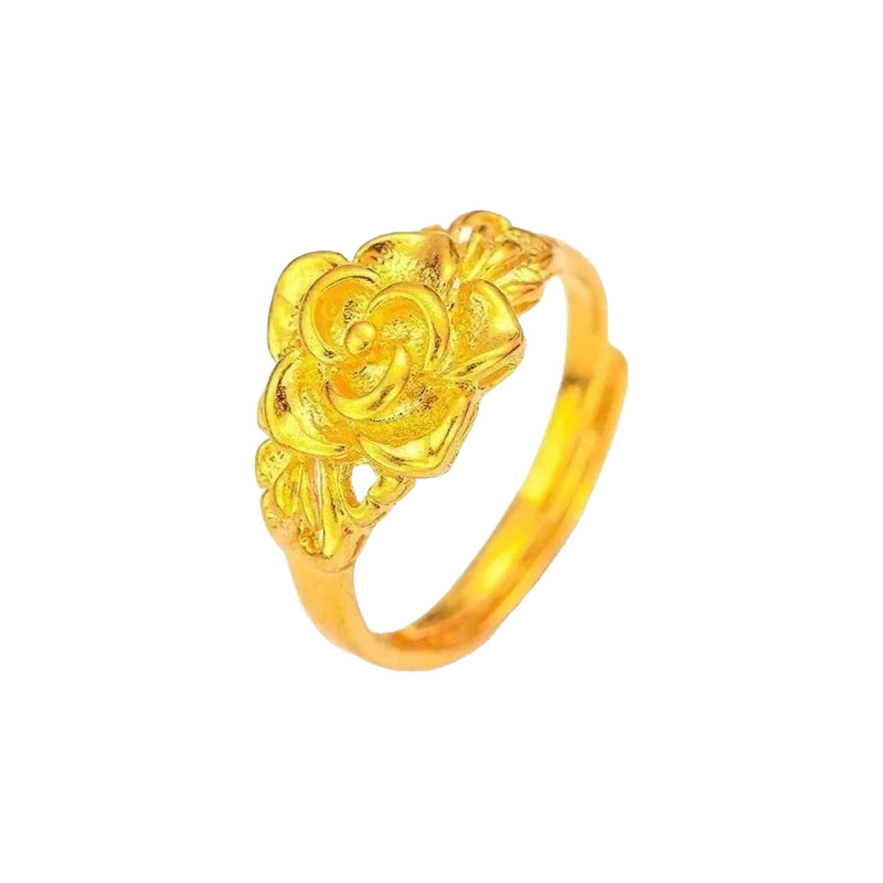 Women's gold rose ring with fashionable and versatile opening adjustment (10 pieces)