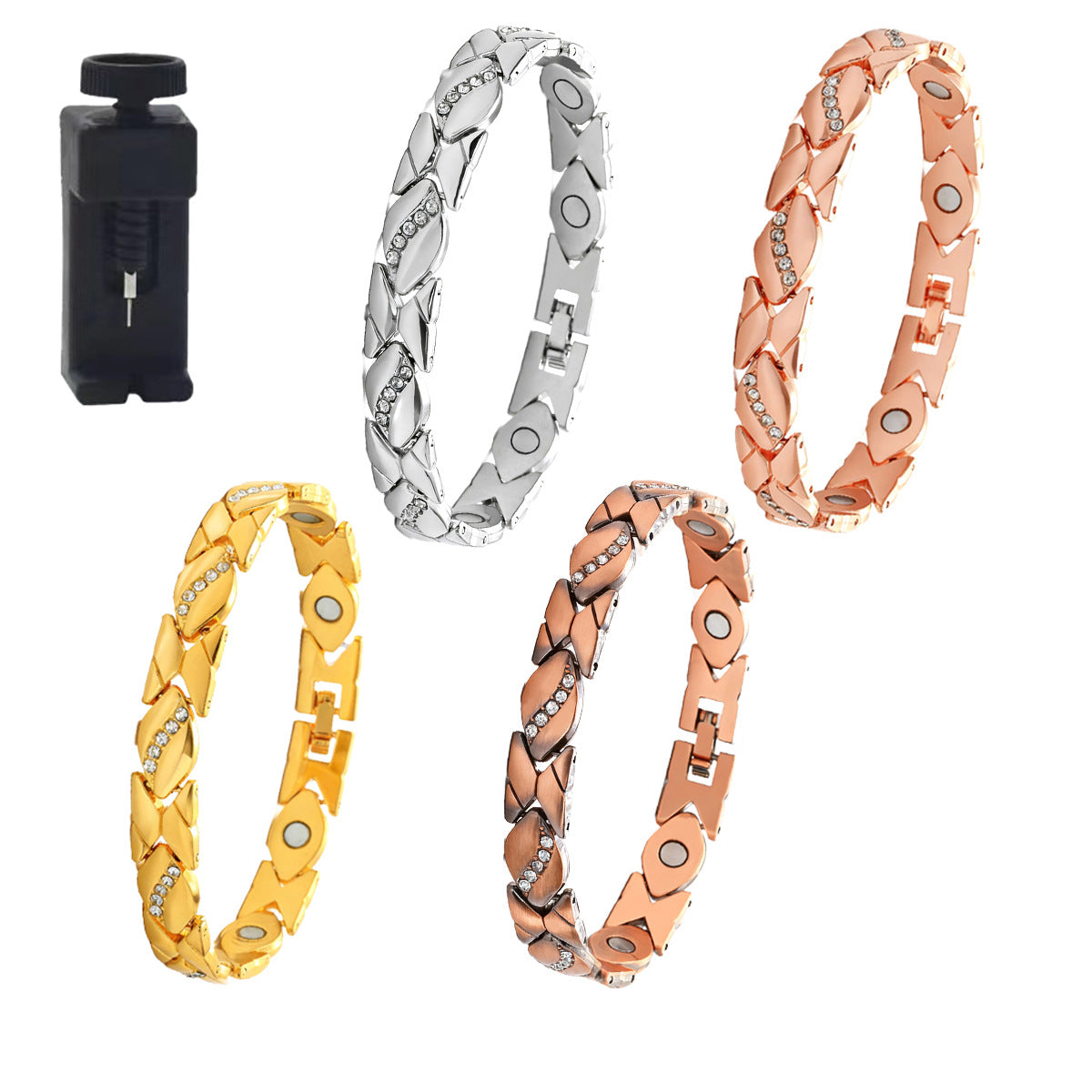 Square Wide Magnet Bracelet for Men Zinc Alloy Plated (10 Pieces)