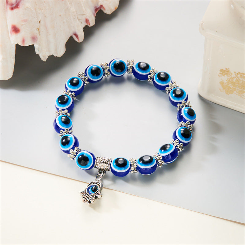 10mm Adjustable Fashion Evil Eye Beaded Bracelet (10 pieces)
