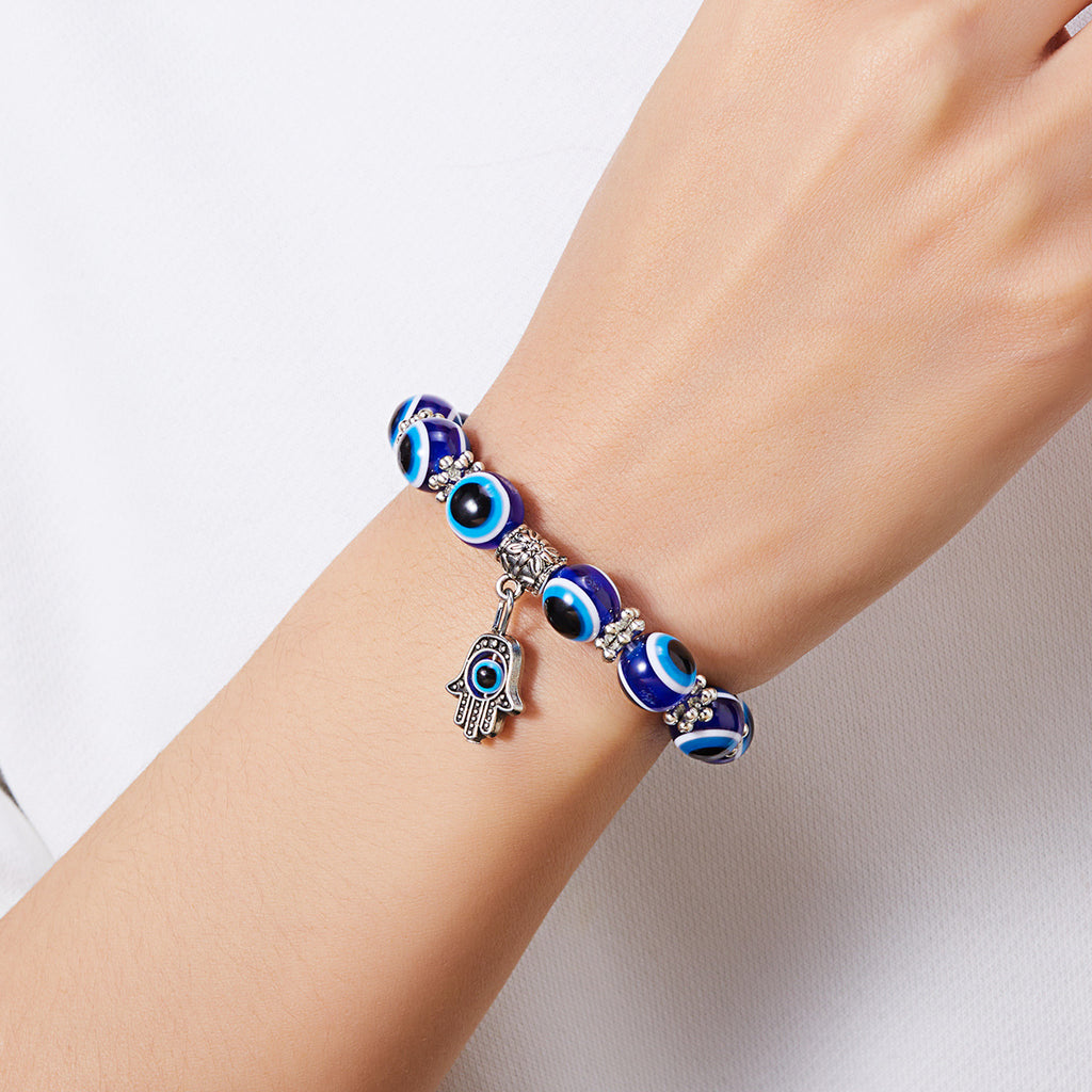 10mm Adjustable Fashion Evil Eye Beaded Bracelet (10 pieces)