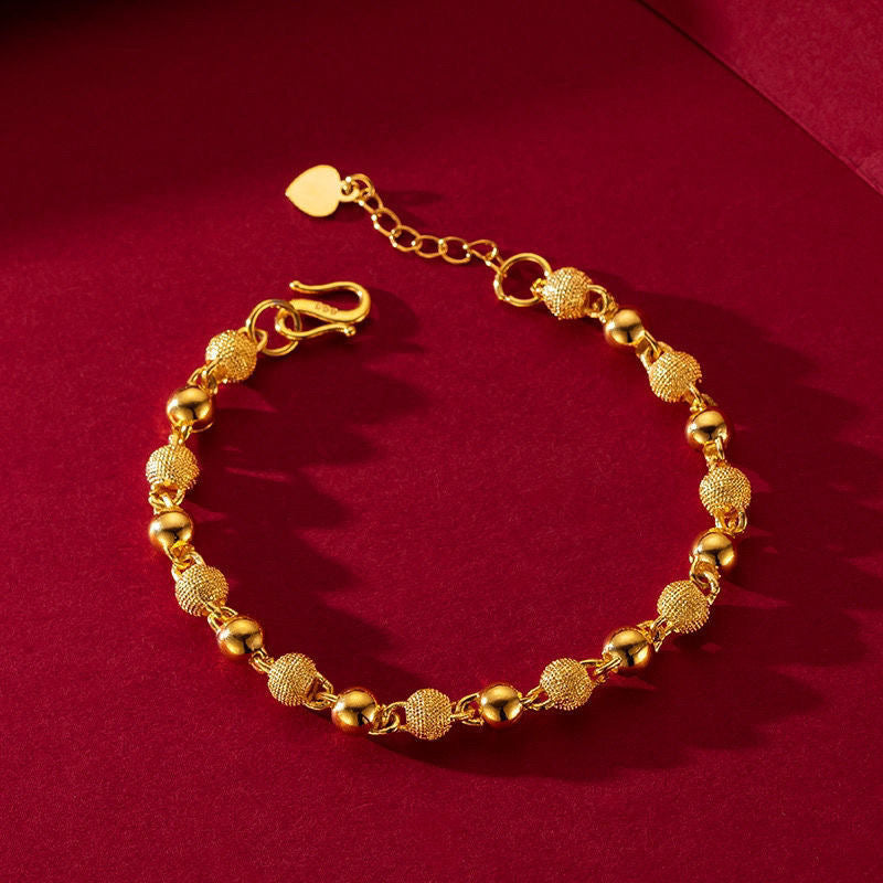 Sand smooth round bead bracelet with sand gold color, strong color retention and wear resistance (10 pieces)