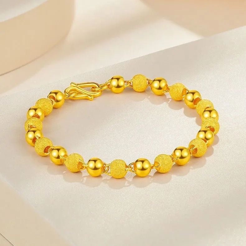 Sand smooth round bead bracelet with sand gold color, strong color retention and wear resistance (10 pieces)