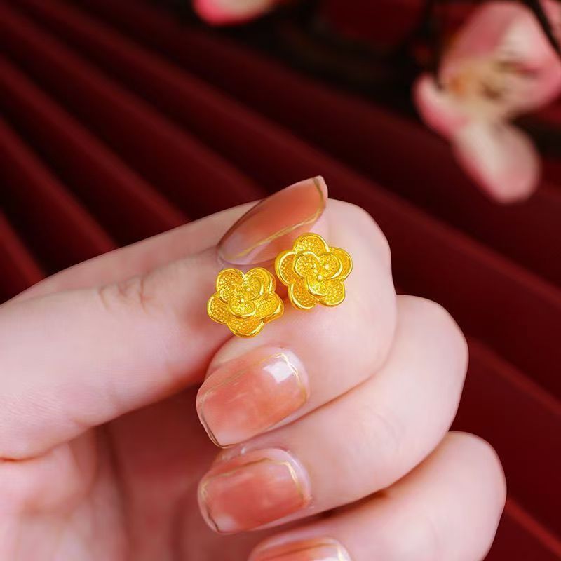 Sand gold flower earrings are fashionable, versatile, fresh and simple (10 pieces)
