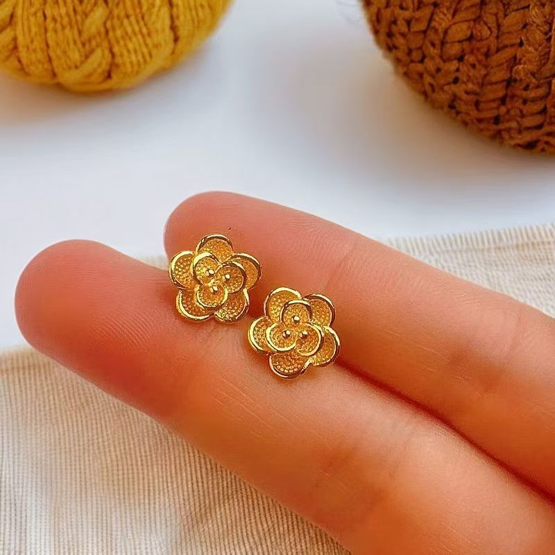 Sand gold flower earrings are fashionable, versatile, fresh and simple (10 pieces)