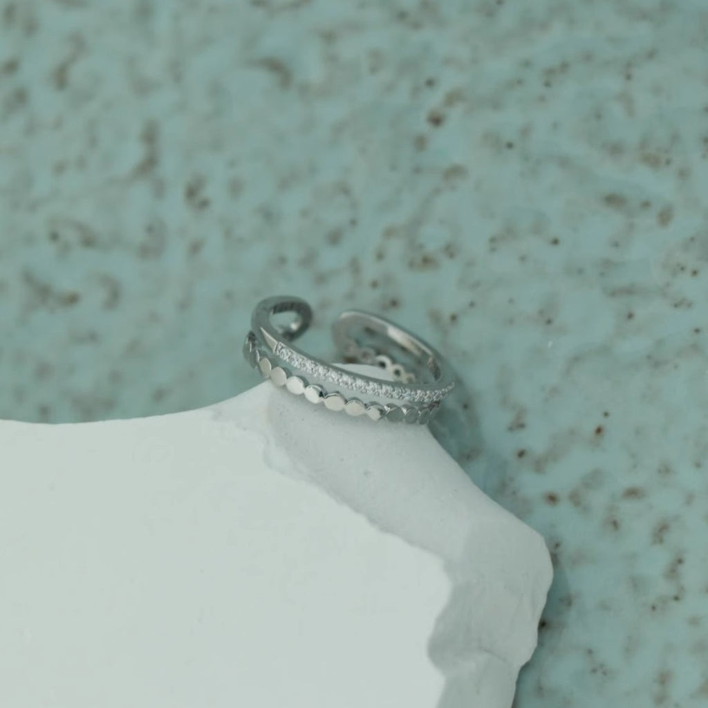 Simple double-layer open ring zircon honeycomb fashion (10 pieces)