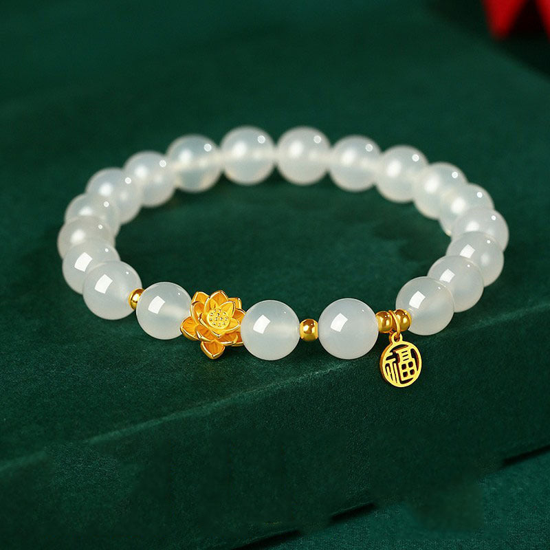 Ping An Lock Bracelet Women's Ruyi Transport Bead Imitation Crystal Jade Marrow Bracelet (10 pieces)