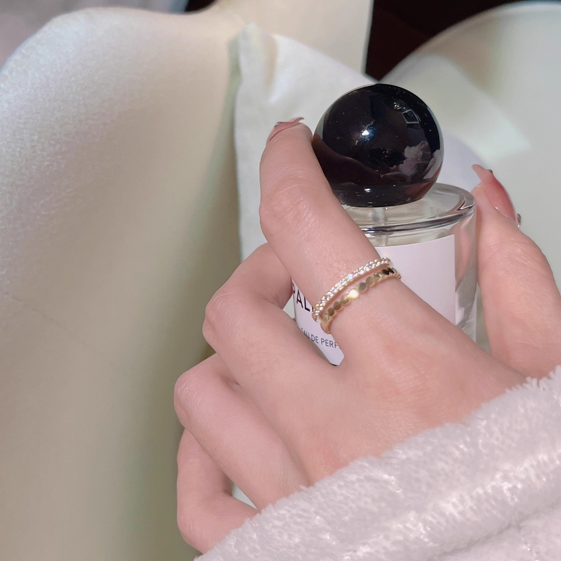 Simple double-layer open ring zircon honeycomb fashion (10 pieces)