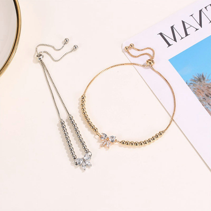 Ins Wind Micro Inlaid Zircon Bow Bracelet (10 pieces)