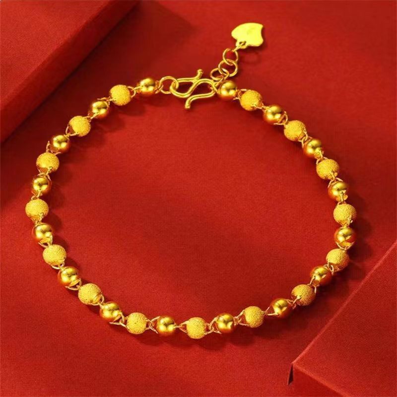 Sand smooth round bead bracelet with sand gold color, strong color retention and wear resistance (10 pieces)