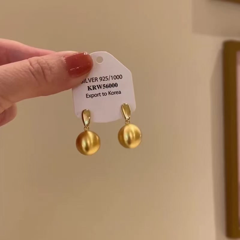 Explosive light luxury temperament metal copper ball brushed earrings (10 pieces)