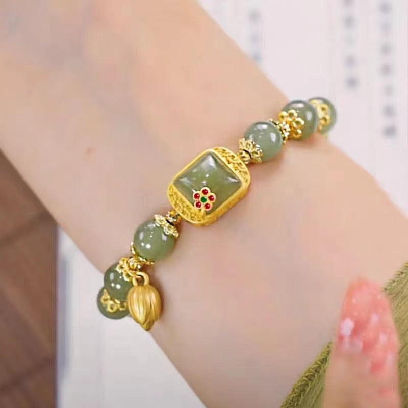New Chinese style sugar lotus bead bracelet with light luxury and niche design for women (10 pieces)