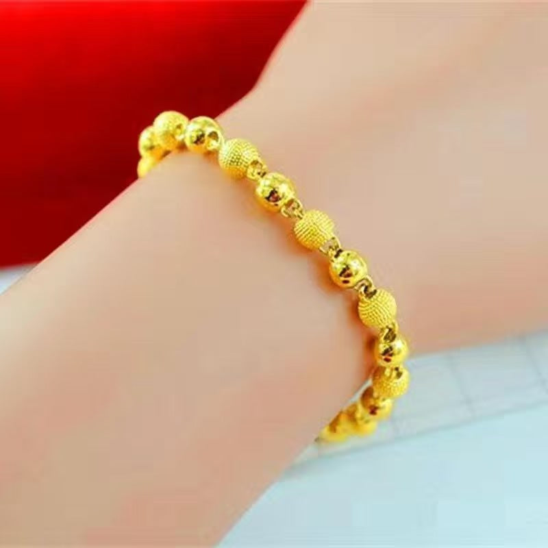 Sand smooth round bead bracelet with sand gold color, strong color retention and wear resistance (10 pieces)